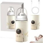 Chauffe biberon nomade, chauffe biberon portable sans fil avec lcd, 8000mah baby bottle warmer chauffage ...