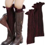 Chauffe - bottes en laine tricot� bordeaux