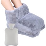 Chauffe pied, bouillotte de 1l avec housse en peluche douce, chaufferette pieds reutilisable lavable ...