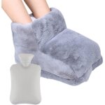 Chauffe pied, bouillotte de 1l avec housse en peluche douce, chaufferette pieds reutilisable lavable ...