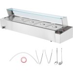 Chauffe - plats commercial  5 poles, 1700 w, buffet en acier inoxydable, bain - marie, 5 x 8 qt, table ...