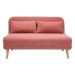 Chauffeuse 2 places convertible en tissu effet velours textur terracotta et bois clair amiko