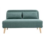 Miliboo - chauffeuse 2 places convertible en tissu vert de gris et bois clair amiko