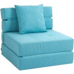 Homcom - chauffeuse canapé - lit convertible 1 place - coussin déhoussable inclus - tissu bleu turquoise ... Homcom - chauffeuse canapé - lit convertible 1 place - coussin déhoussable inclus - tissu bleu turquoise ...