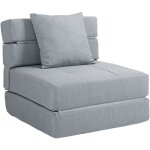 Homcom - chauffeuse canapé - lit convertible 1 place - coussin déhoussable inclus - tissu gris clair Homcom - chauffeuse canapé - lit convertible 1 place - coussin déhoussable inclus - tissu gris clair