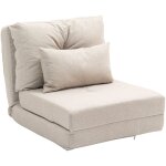 Chauffeuse canap� - lit convertible fauteuil 1 place avec 1 coussin avec dossier r�glable, beige