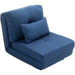 Chauffeuse canap� - lit convertible fauteuil 1 place avec 1 coussin avec dossier r�glable, bleu fonc� ...