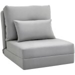Chauffeuse canap� - lit convertible fauteuil 1 place avec 1 coussin avec dossier r�glable, gris clair ...