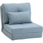 Chauffeuse canap� - lit convertible - homcom - 1 coussin avec dossier r�glable - bleu