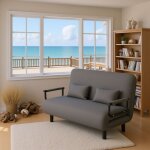 Fabulcozy chauffeuse canap� - lit fauteuil convertible grand confort coussin accoudoirs m�tal 116l x ...