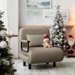Chauffeuse canap� - lit fauteuil convertible grand confort coussin pieds accoudoirs m�tal kaki 60l x ...