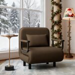 Chauffeuse canap� - lit fauteuil convertible grand confort coussin pieds accoudoirs m�tal marron 60l ...