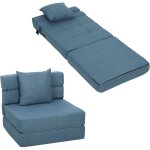 Chauffeuse canap� - lit homcom convertible fauteuil 1 place avec 1 coussin d�houssable, tissu bleu fonc� ...