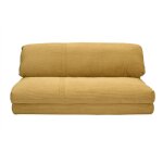 Chauffeuse convertible 2 places en tissu velours ctel jaune curry spencer