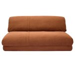 Chauffeuse convertible 2 places en tissu velours ctel terre brle spencer