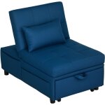 Homcom - chauffeuse fauteuil convertible inclinable réglable tissu effet capitonné bleu Homcom - chauffeuse fauteuil convertible inclinable réglable tissu effet capitonné bleu