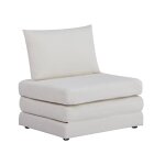 Sweeek - chauffeuse matelas convertible blanc cassé tissu chenille 1 place fold Sweeek - chauffeuse matelas convertible blanc cassé tissu chenille 1 place fold
