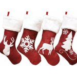 Chaussette de nol, 4 pices 46cm xmas sac cadeau de nol, chaussettes suspendues motif flocons de neige, ...