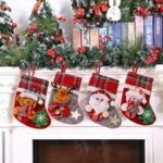 Chaussette de noel 4pcs chaussettes de nol bas de nol botte de nol suspendre bas chaussettes christmas ...
