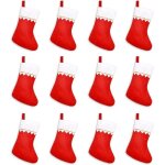 Chaussette de noel gros bas rouge blanc bouche dor 12pcs bas de nol, dcoration de nol