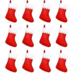 Chaussette de noel gros bas rouge blanc bouche dor 12pcs bas de nol, dcoration de nol