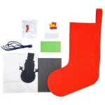 Chaussette de nol rouge en feutrine  assembler 20 x 14 cm