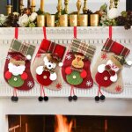 Chaussette de noel, set de 4 xmas chaussette de noel personnalis, chaussettes nol a suspendre pre ...