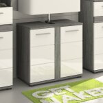Chb collection - meuble sous lavabo 2 portes gris et blanc brillant - twyni