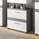 Chb collection - meuble sous lavabo 2 tiroirs gris et blanc brillant - twyni