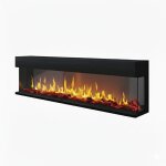 Chemin'arte chemine lectrique encastrable 3d 180 cm, effet flammes led sur 3 faces - chauffage 2000w ...