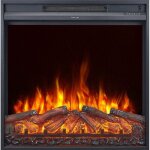 Chemin'arte insert �lectrique encastrable oxford 2xl effet flammes led, chauffage programmable, t�l�commande ...