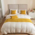 Chemin de lit h�tel 45x180 cm jaune, jacquard motif coquille, ne se d�colore pas