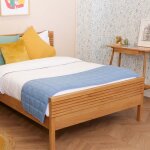 Chemin de lit matelass jersey bleu ocan 50x220