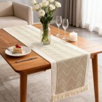 Chemin de table boho, 35 cm � 120 cm chemin de table boh�me, lavable, beige et marron macram� chemin ...