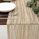 Chemin de table en tamine, chemin table pour vnement, mariage decor, nol, beige, 90300cm, beige