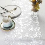 Chemin de table filet avec feuille d'argent 28cmx5m, ruban de table mtallis(argent, 5m)