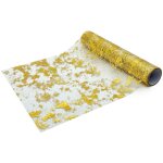 Chemin de table en filet avec feuille d'or, 28 cm x 10 m, chemin de table en polyester, décoration de ... Chemin de table en filet avec feuille d'or, 28 cm x 10 m, chemin de table en polyester, décoration de ...