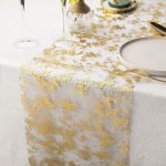 Chemin de table filet avec feuille d'or 28cmx5m, ruban de table mtallis(or, 5m)