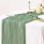 Chemin de table en gaze, 90 x 400 cm, style boh�me, d�coration de table rustique et transparente pour ...