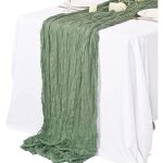 Chemin de table en gaze rose poudr� style boh�me, style rustique, transparent, id�al pour la d�coration ...