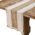 Sunxury - chemin de table en lin de coton macram chemin de table en toile de jute avec des glands pour ...