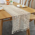 Chemin de table en macram rectangulaire, dentelle au crochet, lgante nappe en maille pour rustique, ...