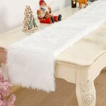 Chemin de table moderne en fausse fourrure pour no�l, mariage, blanc