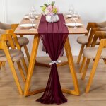 Chemin de table moderne en mousseline de soie - 70 x 300 cm - lavable - chemin de table d�coratif en ...