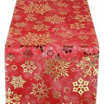 Chemin de table de nol 28 cm x 10 m en intiss rouge et or mtallis avec motifs flocons de neige pour ...