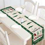 Chemin de table nol 30 x 182cm en lin nappe de table jute imprims gnome de nol dcoration de table ...