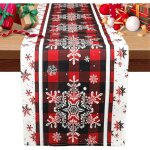 Chemin de table de nol, chemin de table de nol d'hiver, chemin de table  carreaux de buffle flocon ...