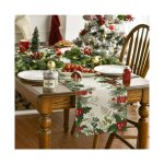 Chemin de table de no�l avec motif gui 33x273 cm