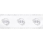 Chemin de table non tiss ihs, argent, premire communion 30x500 cm.