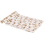 Chemin de table tissu blanc d�cor for�t dor� 28 x 300 cm - feeric christmas